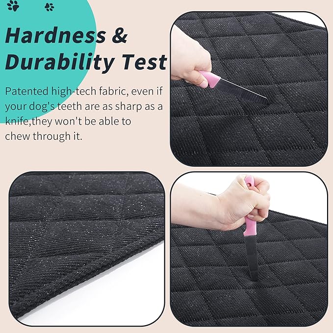 MABOZOO Indestructible Dog Bed, Chew Proof Crate Pad for Aggressive Chewers, Machine Washable Quilted Mat, Durable for Medium Dogs, Black Kennel Pad (28x41 in)