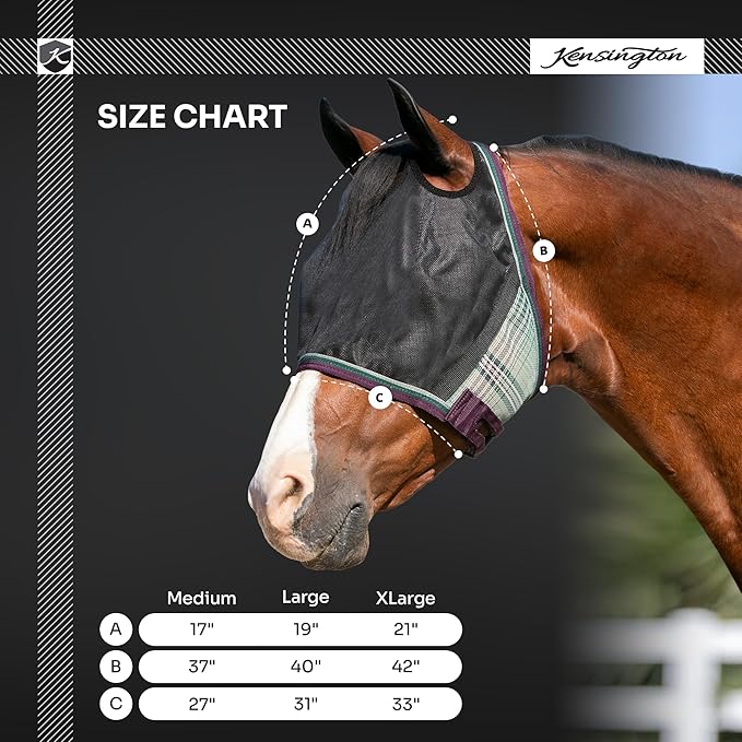 Kensington 90% UV Fly Mask CatchMask UViator - Without Ears & Forelock Freedom Web Trim Size: Medium Color: 2021 - Atlantis