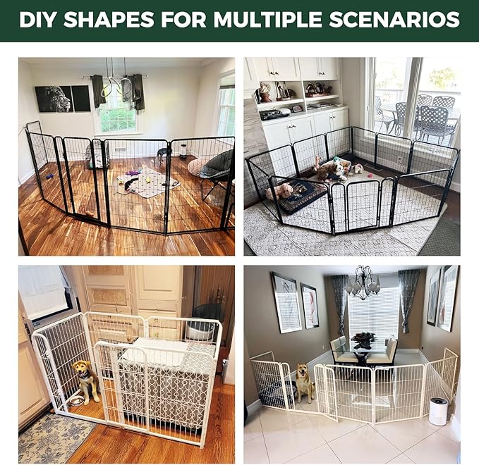 FXW Homeplus Unleashed Indoor Dog Playpen - Stress-Free and Safe Play, Heavy Duty 40 Inch 12 Wire Panels Dog Pen for Medium and Large Dogs, Black│Patented