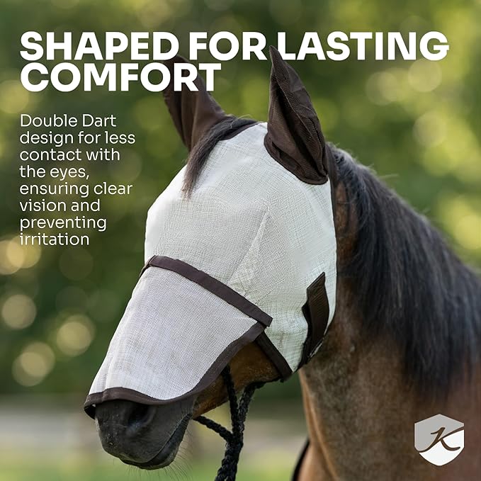 Kensington Fly Mask w/Web Trim Dual Ear Opening & Forelock Freedom Size: L-Avg Color: 165 - Merlot