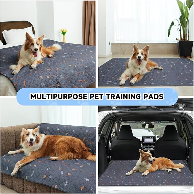Sunheir Washable Pee Pads for Dogs 2-Pack Reusable Puppy Pads Pet Training Pads, Waterproof Dog Pee Pads for Crate, Whelping Pad, Non-Slip Protects Against Urine Leakage (Leaves - Pink, 31x36)