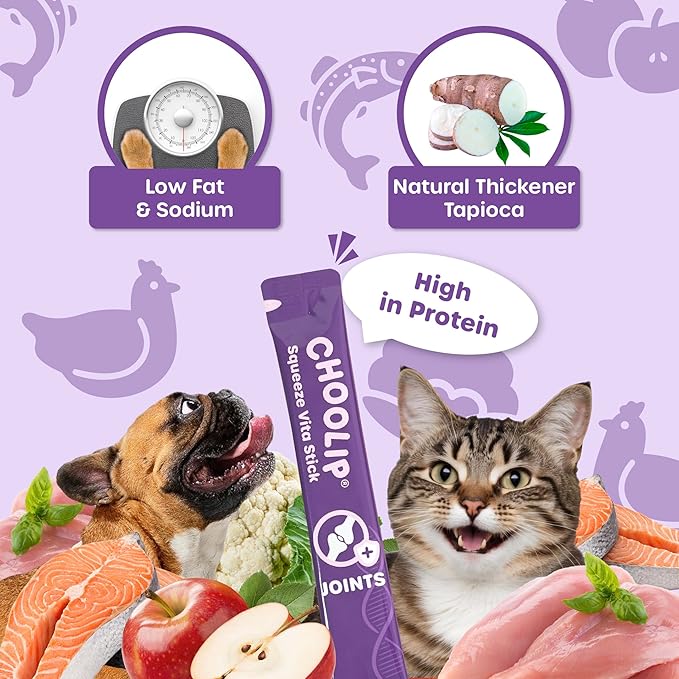 Grab & Go Squeeze Vita Stick Lickable Treats for Dogs & Cats. 49 Joint Support Sticks with Essential multivitamins. Soft and Tasty Paste for All Life Stages, Supporting Joints Health