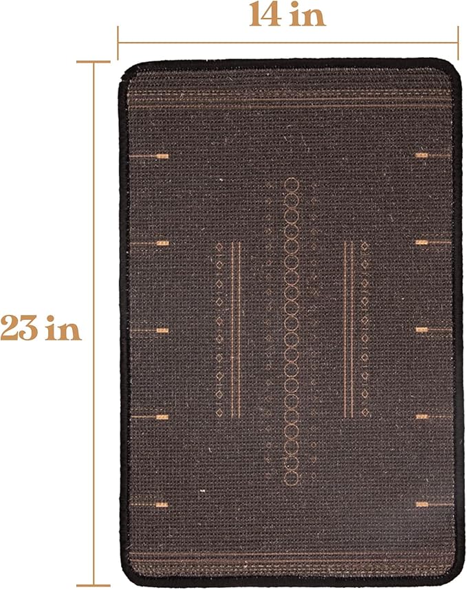 SCRATCHABLE Sisal Cat Scratcher, [+ Catnip Fish Toy] Cat Wall Scratcher, Couch Protector from Cat Scratching, 24 X 15.8 with 12 Adhesive Velcro Stripes. (Black Patterns)