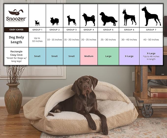 Snoozer Pet Products Luxury Rectangle Cozy Cave Dog Bed with Microsuede, Showdog Collection, Extra Large, Palmer Indigo