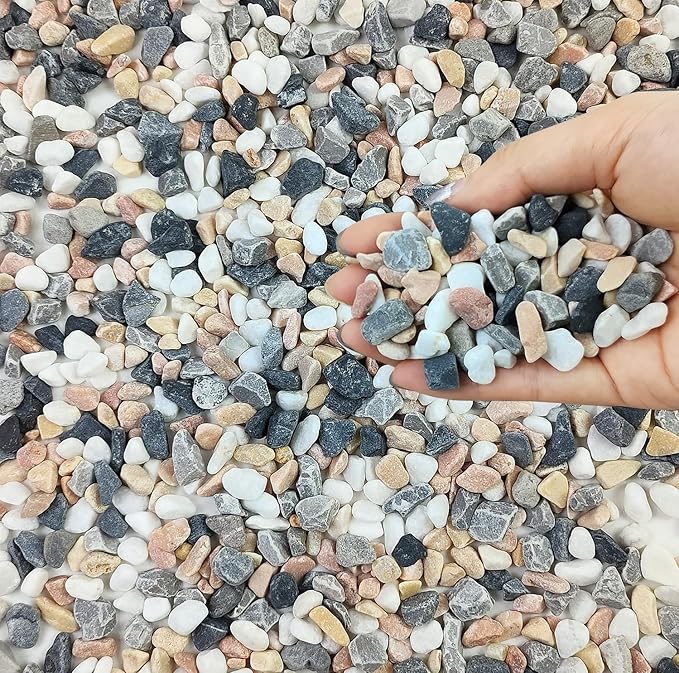 2 lbs Succulent and Cactus Pebbles Gravel, 3/8 Inch Mixed Color Decorative River Rocks for Plants Indoor, Vases, Terrarium, Potted Top Dressing and Outdoor Decorative Stones