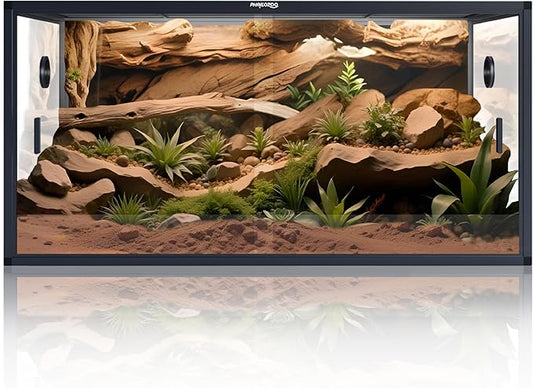 120 Gallon Bearded Dragon Tank,48" x 24" x 24" Reptile Tank with Sliding Door Top Screen Ventilation, Front Opening Reptile Enclosure for Easy Maintenance