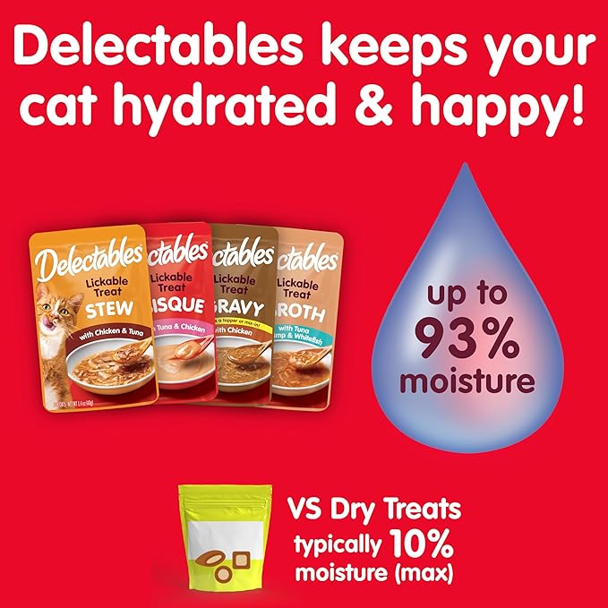 Delectables Bisque Lickable Wet Cat Treats - Tuna & Shrimp - 12 Pack