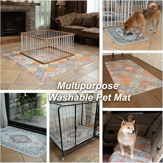 nunubaby Washable Pee Pads for Dogs, Stylish, Non-Slip and Leak-Proof Pee Pads. Reusable Potty Pads for Dogs for Crates and Floors.(Red/Multi, 36" x36")