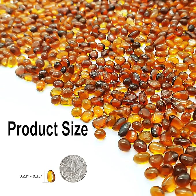 Keedolla Aquarium Sea Glass Pebble Stones, 6-9mm Fish Tank Gravel Marble Rock for Aquarium, Fish Turtle Tank, Vase Fillers, Garden - Amber(0.93LB/430g)