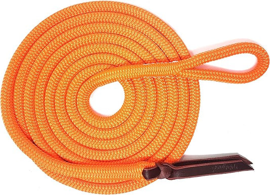 Double Braid Lead Rope with Eye Splice Loop, 12-14FT Lengths (Neon Orange, 14 ft.)